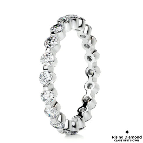 1.75 CTW Round Cut Colorless Moissanite Bubble Prong Setting Wedding Band