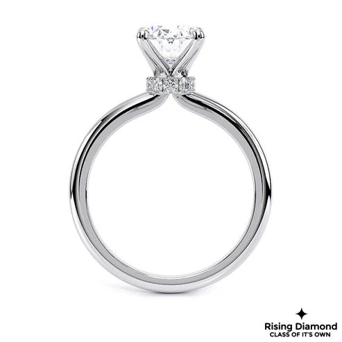 1.55 Ct Oval Cut F-VS2 Lab Grown Diamond Hidden Halo Engagement Ring