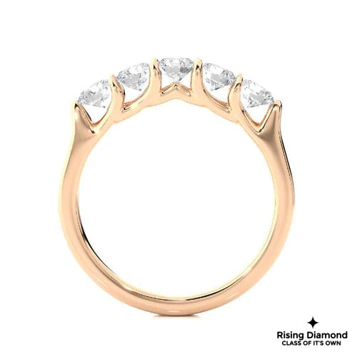 1.5 CTW Round Cut Colorless Moissanite Five Stone Band