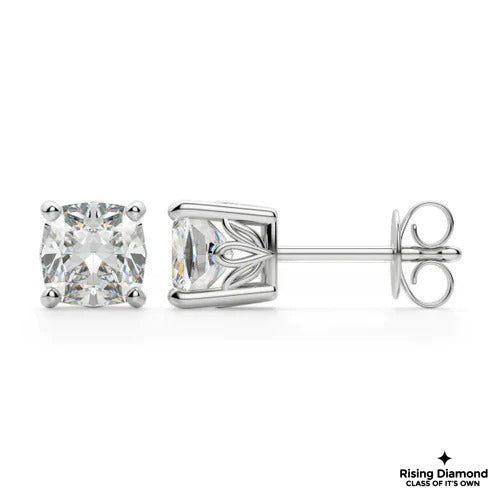 1.25 Ct Cushion For Each EF/VS Lab Grown Diamond Stud Earring