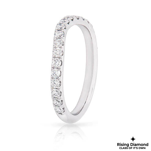 0.60 CTW Round Cut Colorless Moissanite Curved Wedding Band