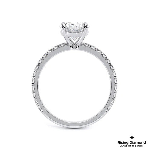 1.25 Ct Oval Cut F-VS2 Lab Grown Diamond Half Eternity Engagement Ring