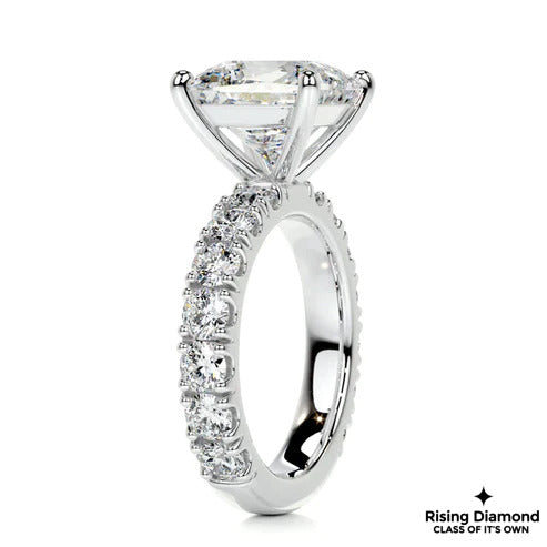 4.9 Ct Princess Cut Colorless Moissanite Engagement Ring