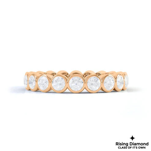 0.90 CTW Round Cut Colorless Moissanite Bezel Wedding Band