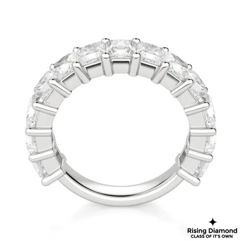 0.90 TCW Princess Cut Colorless Moissanite Gold Wedding Band