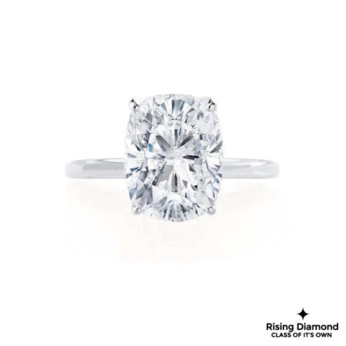2.95 Ct Cushion Cut Colorless Moissanite Solitaire Engagement Ring