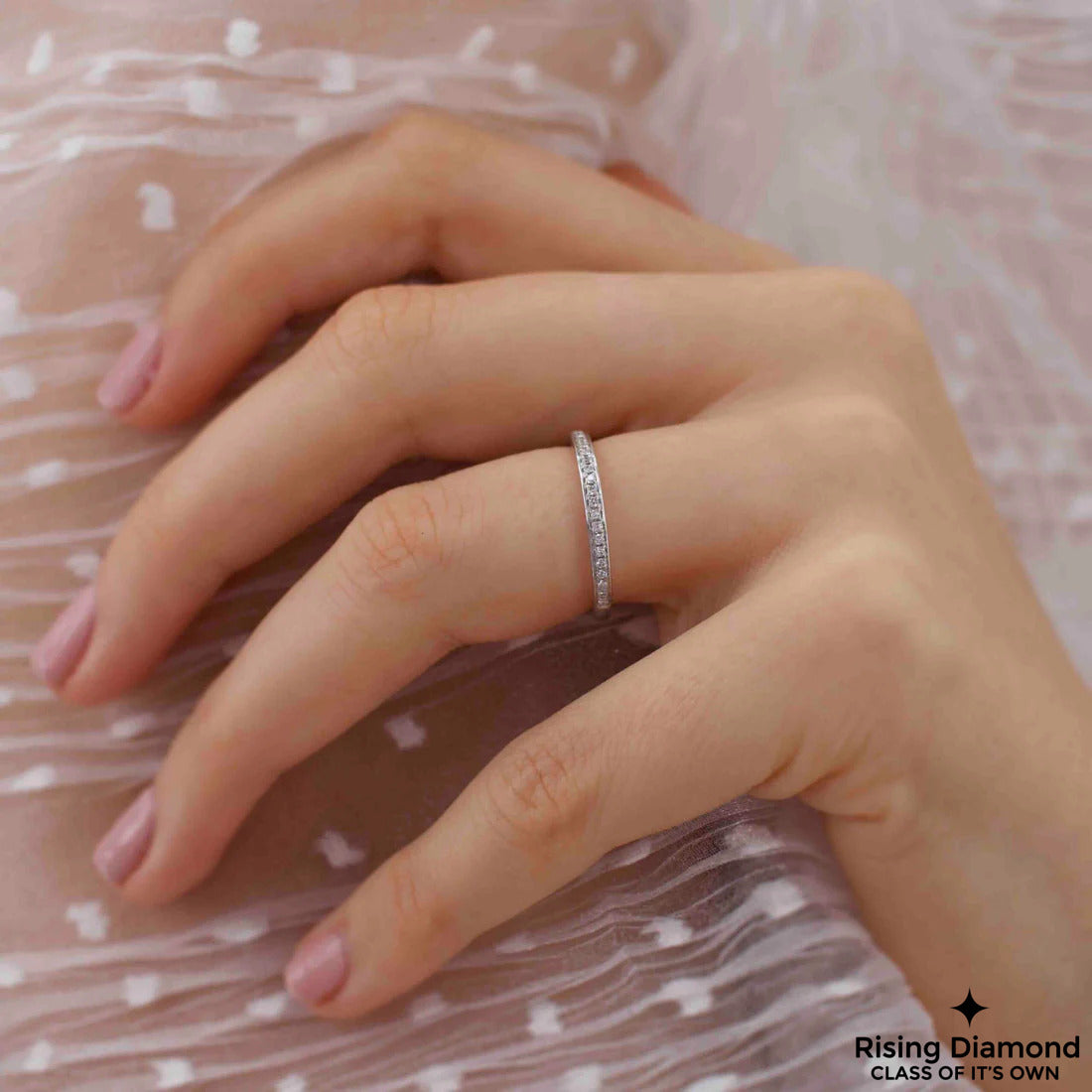 0.26 CTW Round Cut Colorless Moissanite Chanel Band