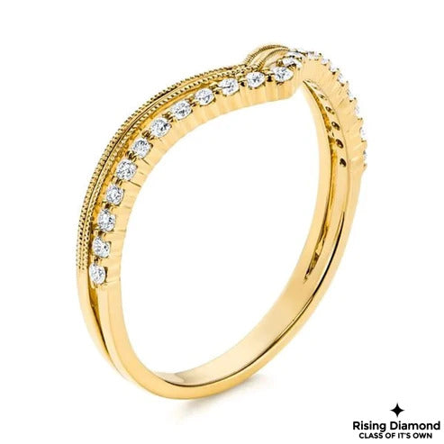 0.30 CTW Round Cut Colorless Moissanite Curved Band