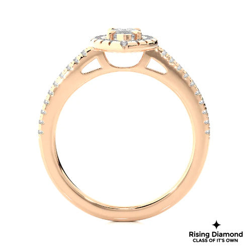 1.02 CT Marquise Cut F/VS1 Lab Grown Diamond Halo Ring