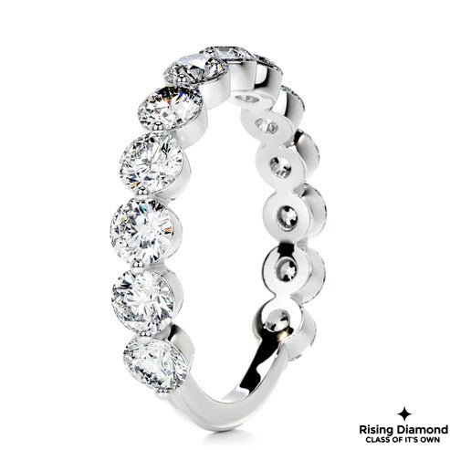 2.09 CTW Round Cut Colorless Moissanite Bubble Prong Wedding Band