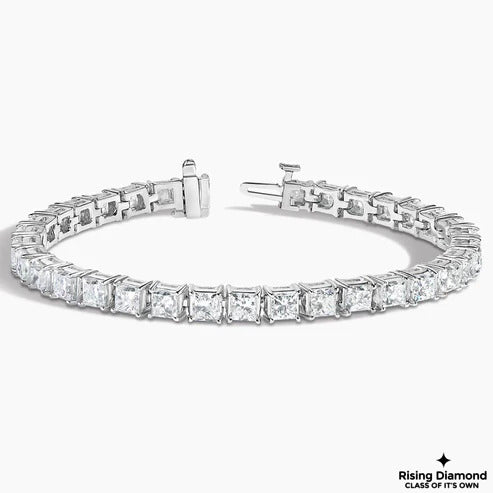 13.95 CTW Princess Cut Colorless Moissanite Tennis Bracelet
