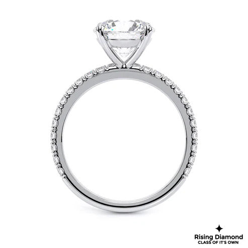 1.02 CT Round Cut F/VS1 Lab Grown Diamond Ring in Pave Setting