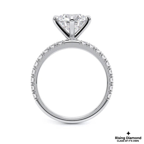 1.15 Ct Round Cut E-VS1 Lab Grown Diamond Six Prong Half Eternity Engagement Ring