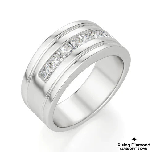 0.40 CTW Princess Cut Colorless Moissanite Men's Wedding Band