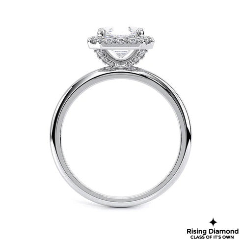 1.25 Ct Asscher F/VS1 Lab Grown Diamond Halo Ring