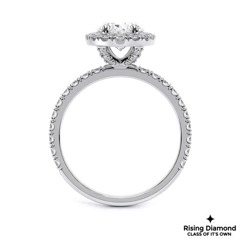 1.5 Ct Oval Cut F-VS2 Lab Grown Diamond Halo Engagement Ring
