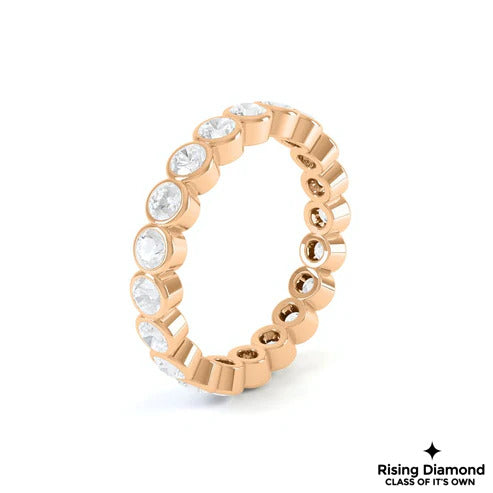 0.90 CTW Round Cut Colorless Moissanite Bezel Wedding Band