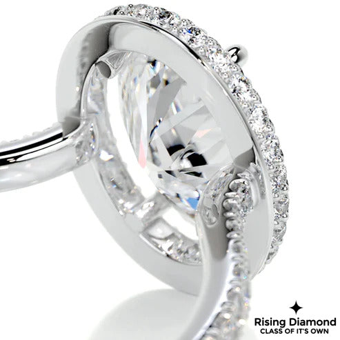 4.8 Ct Oval Cut Colorless Moissanite Halo Engagement Ring