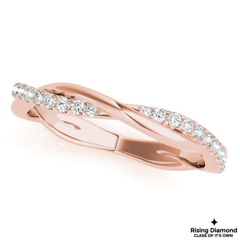 0.25 CTW Round Cut Colorless Moissanite Twisted Shank Wedding Band
