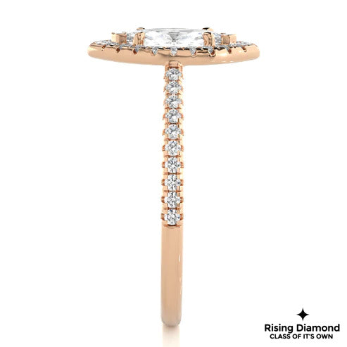 1.02 CT Marquise Cut F/VS1 Lab Grown Diamond Halo Ring