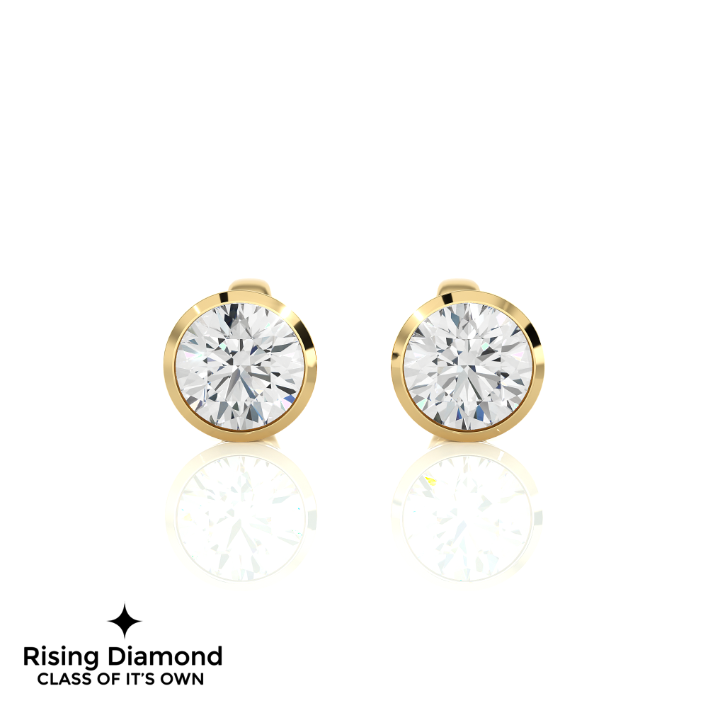 1.05 Ct For Each Round Cut Lab Grown Diamond Gold Stud Earring