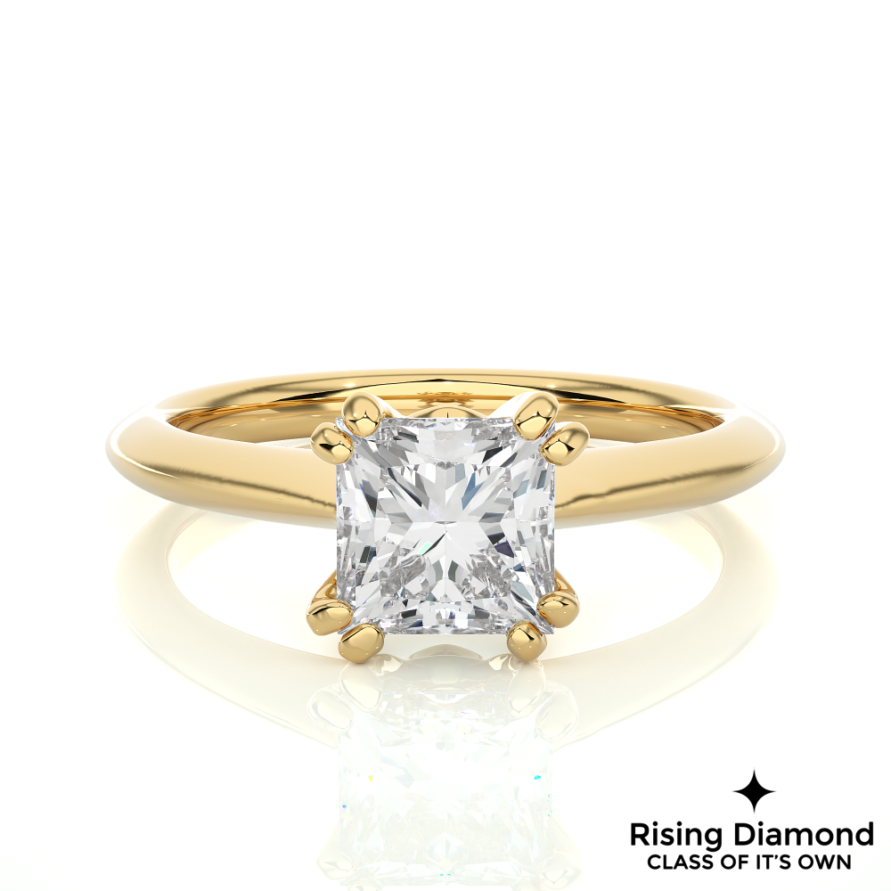 1.47 Ct Princess Cut Colorless Moissanite Engagement Ring