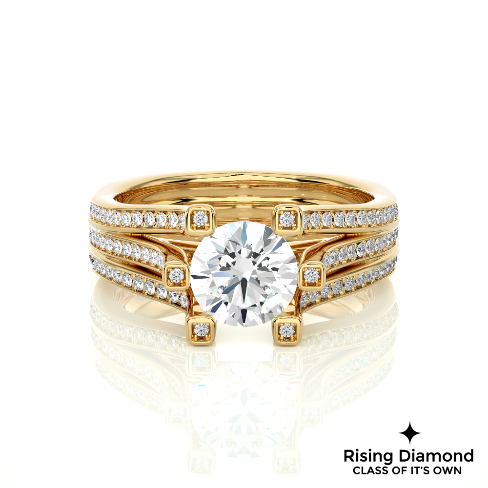 1.04 Ct Round Cut Colorless Moissanite Engagement Ring