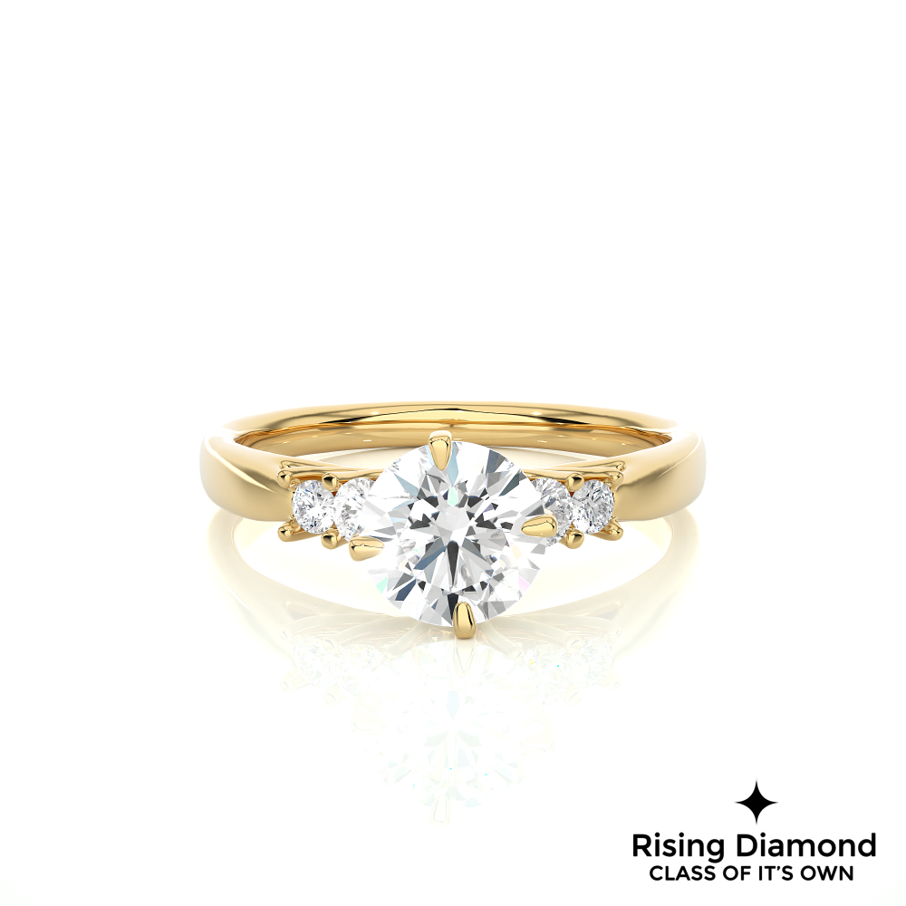 0.97 Ct Round Cut Colorless Moissanite Engagement Ring