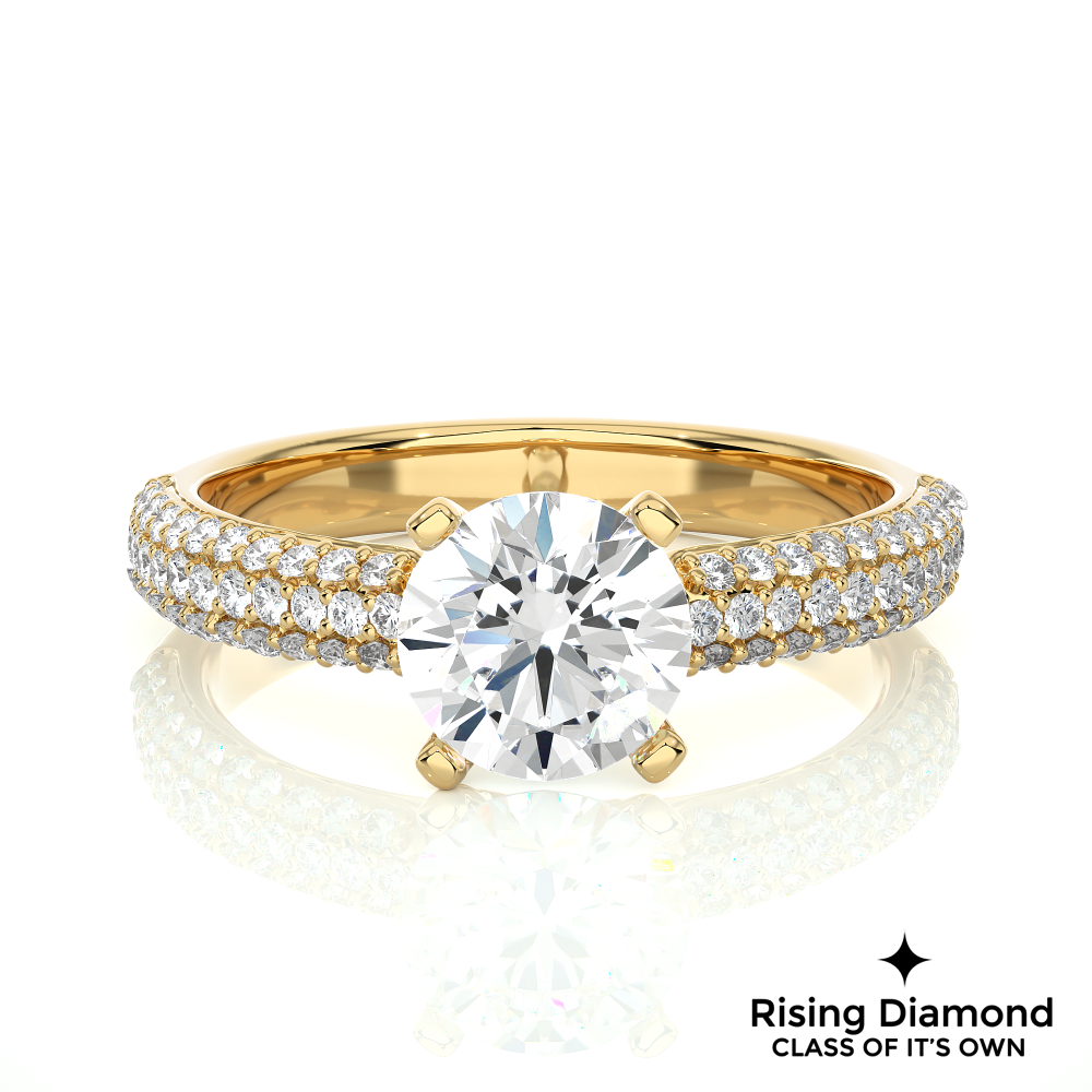 1.02 Ct Round Cut Colorless Moissanite Gold Engagement Ring