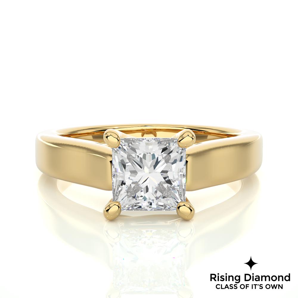 1.45 Ct Princess Cut Colorless Moissanite Solitaire Engagement Ring