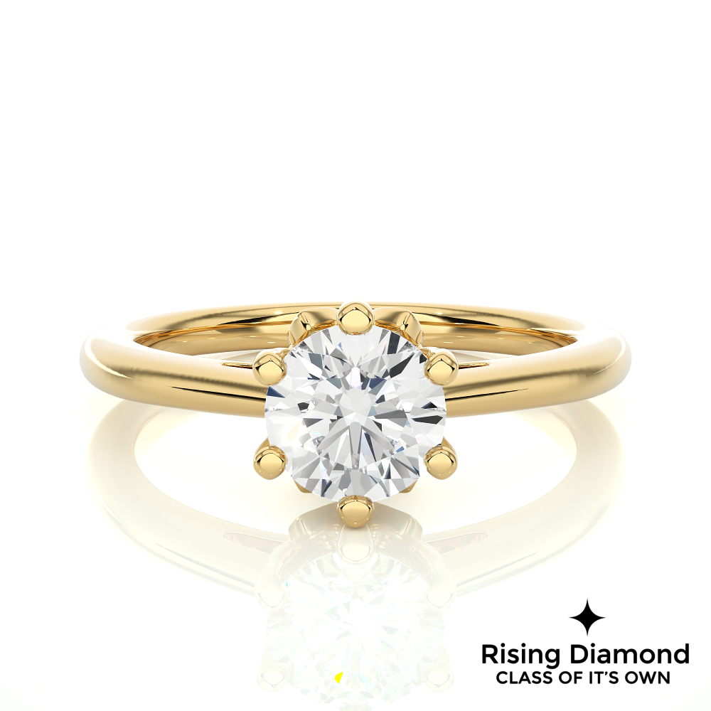1.03 Ct Round Cut Colorless Moissanite Six Prong Engagement Ring
