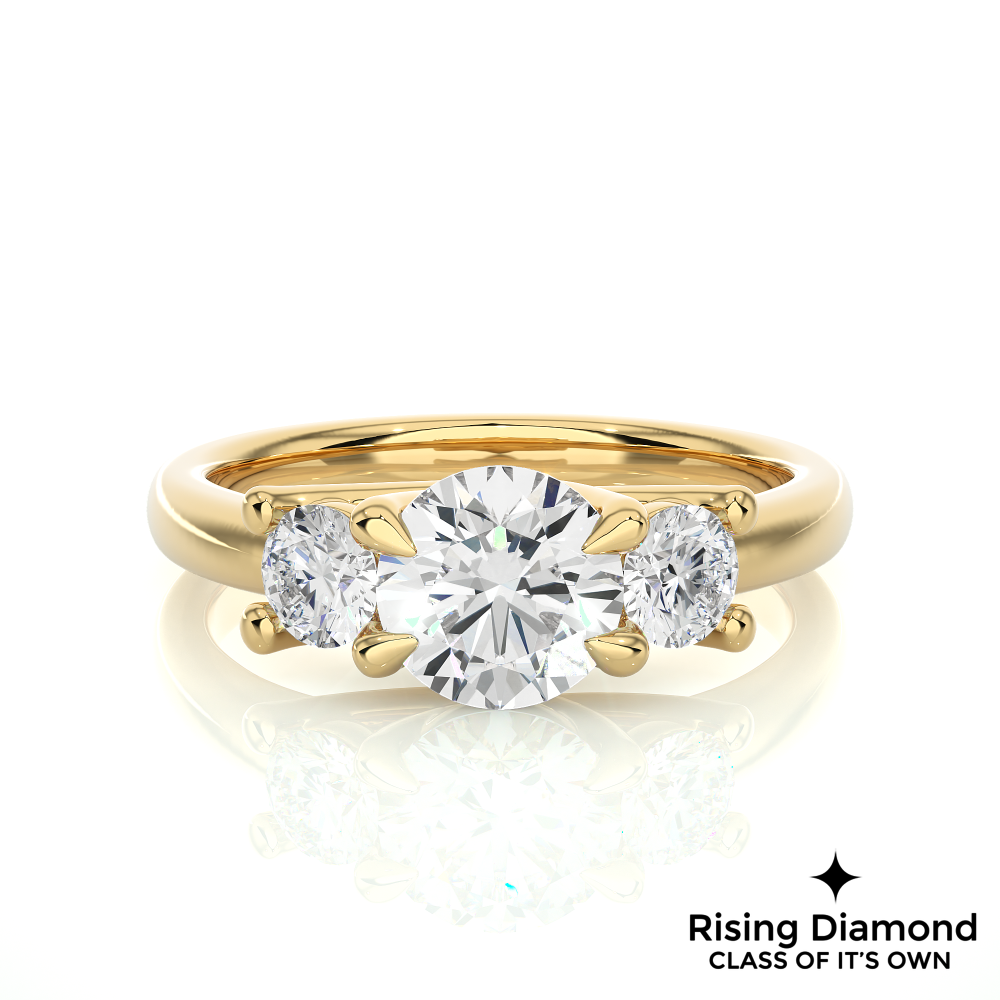 1.48 Ct Round Cut Colorless Moissanite Three Stone Engagement Ring