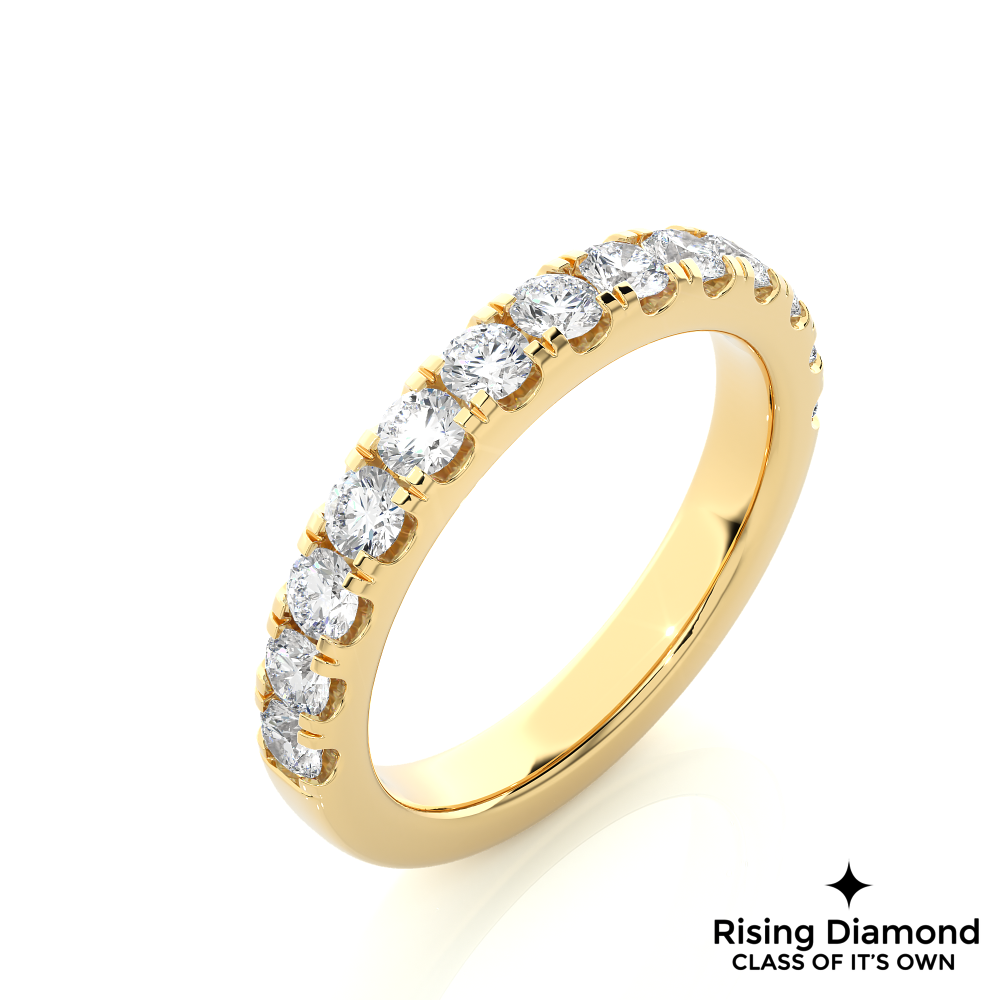 1.01 CTW Round Cut Lab Grown Diamond Half Eternity Wedding Band in V Pave Setting