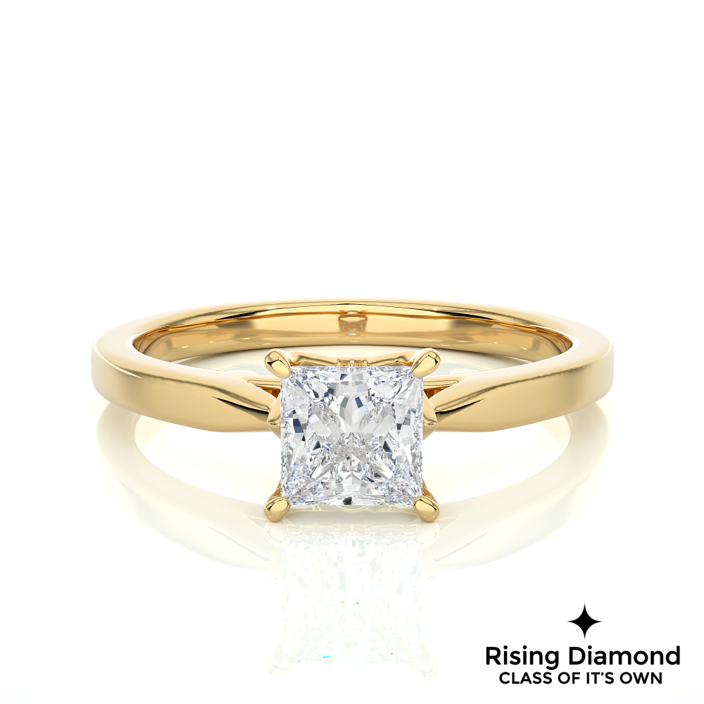 1.01 Ct Princess Cut Colorless Moissanite Solitaire Engagement Ring