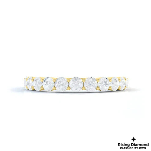 0.49 TCW Round Cut Colorless Moissanite Half Eternity Gold Wedding Band
