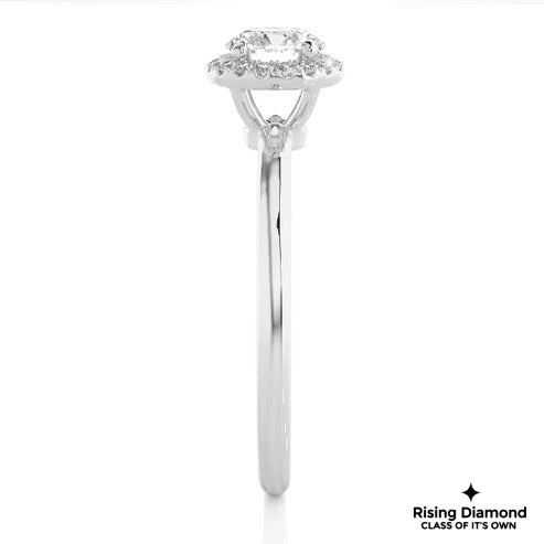 1.0 Ct F/VS1 Round Cut Lab Grown Diamond Halo Ring