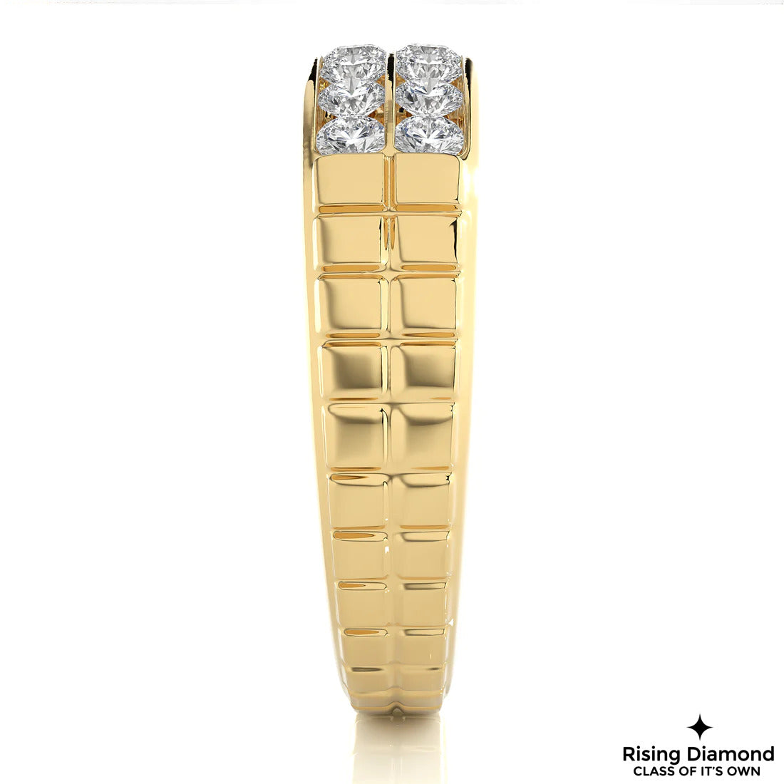 0.95 TCW Round Cut Colorless Moissanite Gold Wedding Band