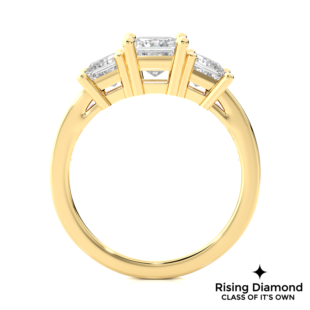 1.44 Ct Princess Colorless Moissanite Three Stone Gold Engagement Ring