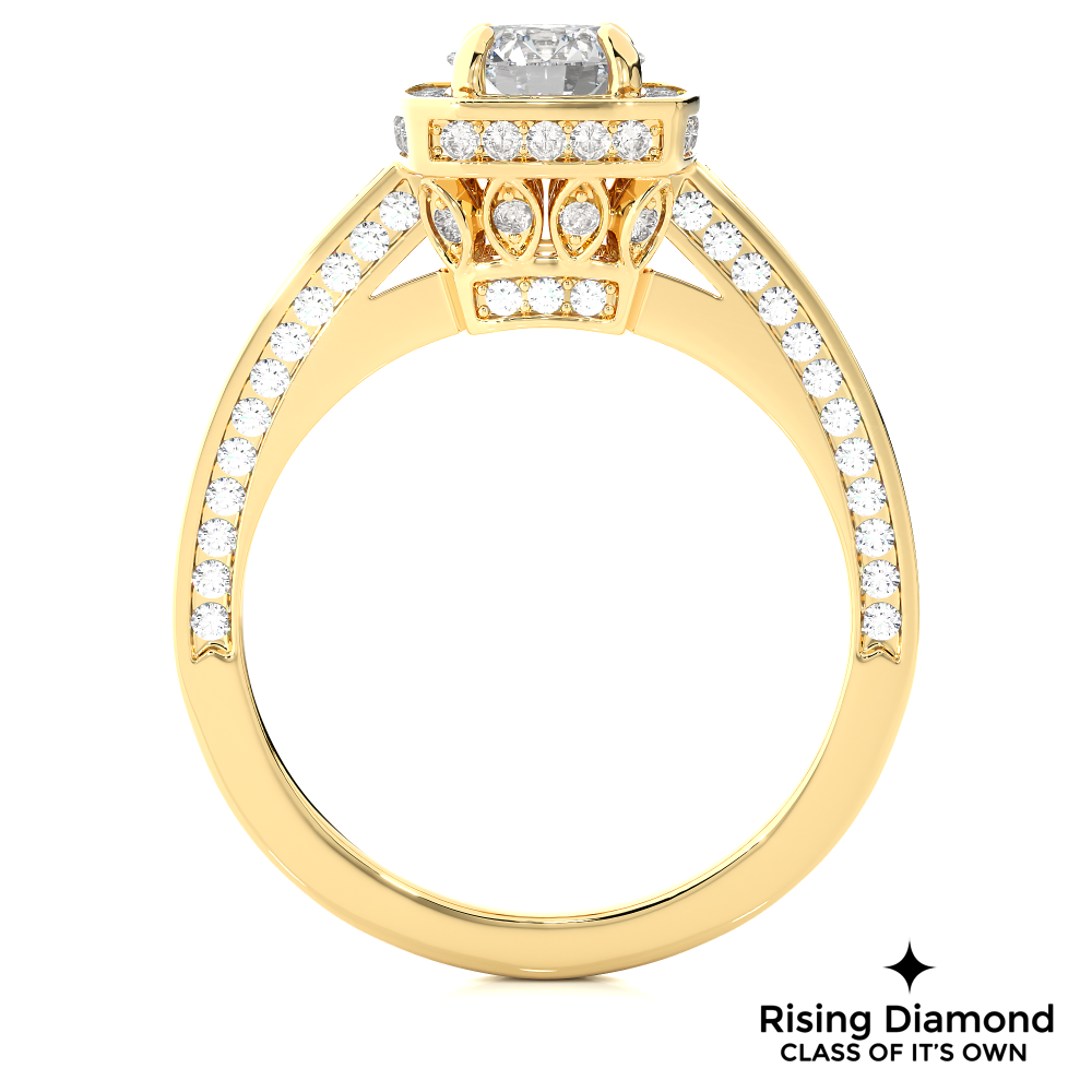 1.01 Ct Round Cut Colorless Moissanite Halo Engagement Ring