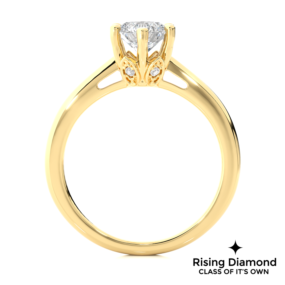 1.03 Ct Round Cut Colorless Moissanite Six Prong Engagement Ring