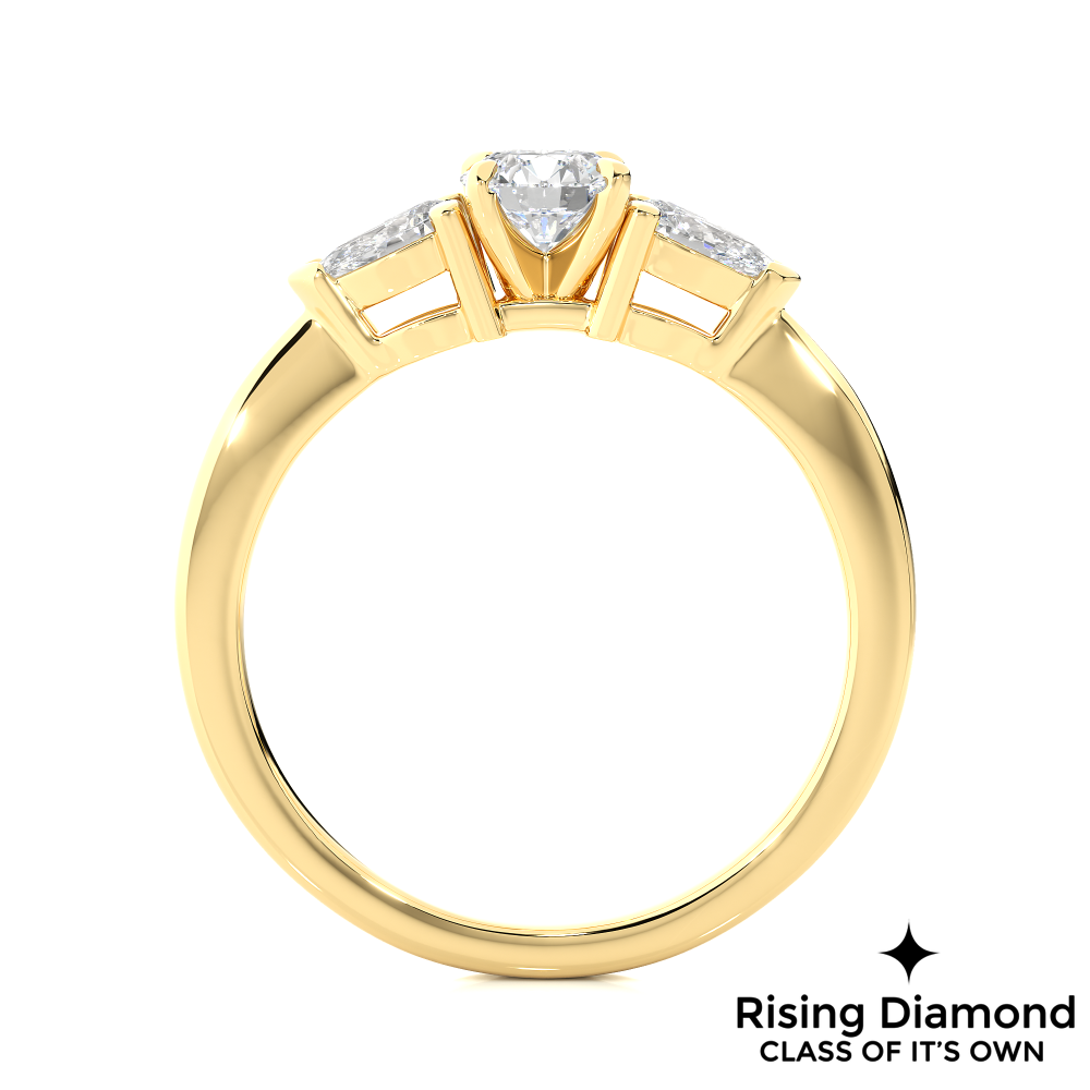 1.16 Ct Round Cut Colorless Moissanite Three Stone Engagement Ring