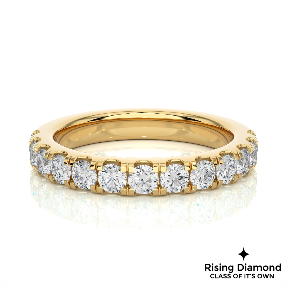 1.01 CTW Round Cut Lab Grown Diamond Half Eternity Wedding Band in V Pave Setting