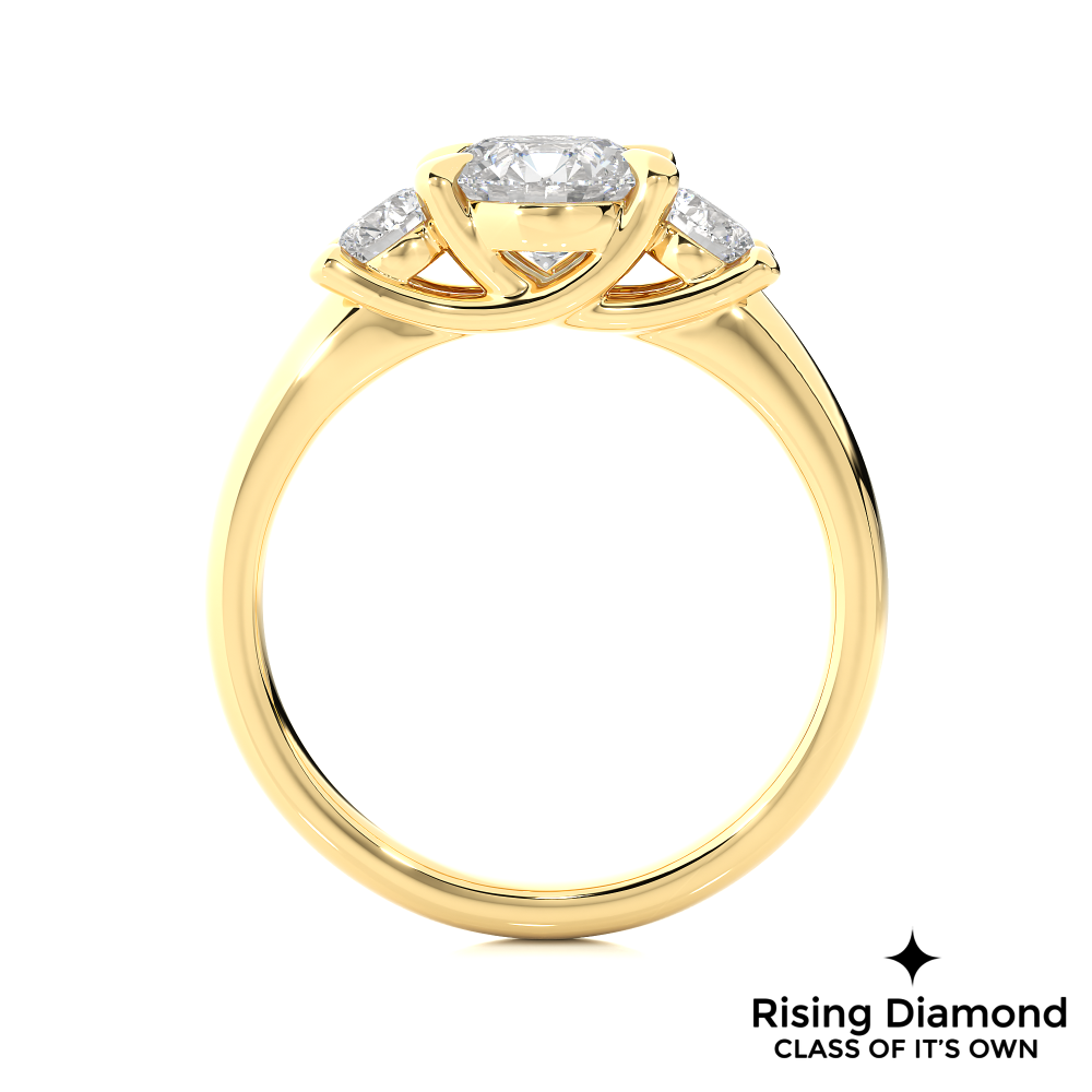1.48 Ct Round Cut Colorless Moissanite Three Stone Engagement Ring