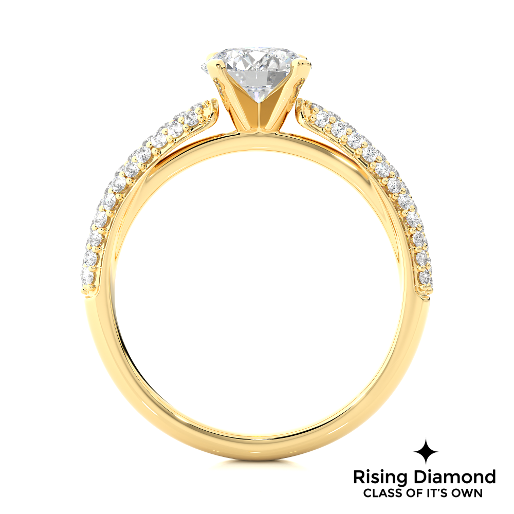 1.02 Ct Round Cut Colorless Moissanite Gold Engagement Ring