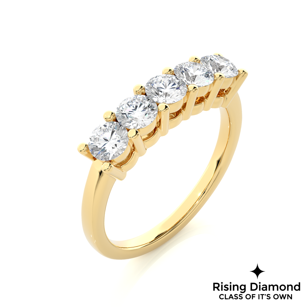 0.52 CTW Round Cut Lab Grown Diamond Five Stone Ring