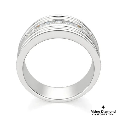 0.40 CTW Princess Cut Colorless Moissanite Men's Wedding Band