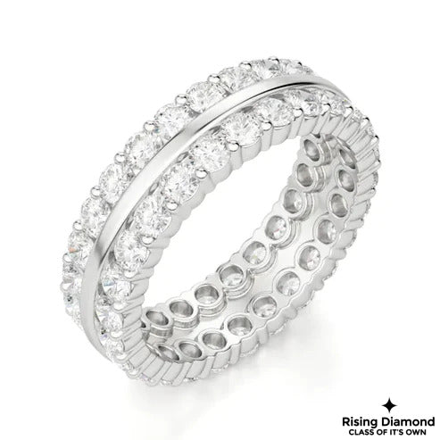 1.20 CTW Round Cut Colorless Moissanite Double Pave Band