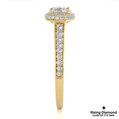 1.02 CT Round E/VS2 Lab Grown Diamond Halo Engagement Ring
