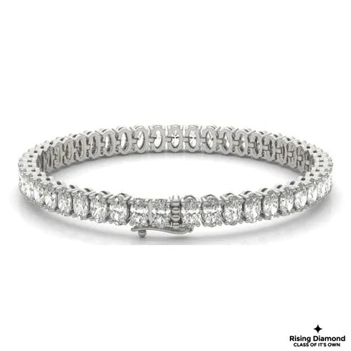 11.75 CTW Oval Cut Colorless Moissanite Tennis Bracelet