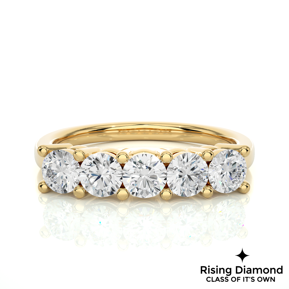 0.52 CTW Round Cut Lab Grown Diamond Five Stone Ring